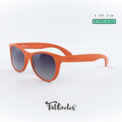 Kinder zonnebril. FatOncles JULIE-medium, oranje. Flexibel, ultralicht & veilig. Voor kinderen van 6 t/m 12 jaar.