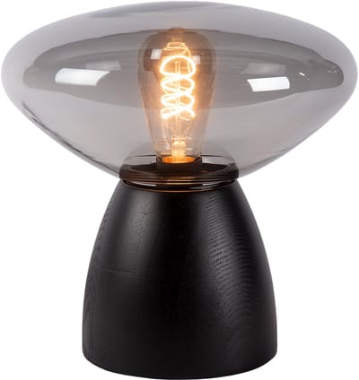 Atmooz - Tafellamp Cannes - Zwart Eikenhout & Gerookt Glas - Ø 29 cm - E27 - Stijlvol Design
