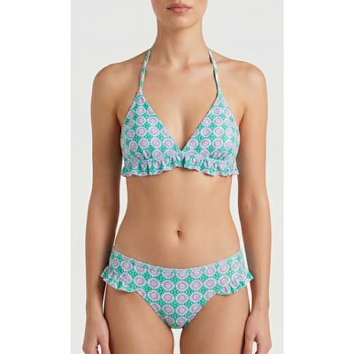 Shiwi Romy Ruffle Bikini Top Porto Tile Fresh Green Size: 36 | Bikinis Outlet | Dames | Groen