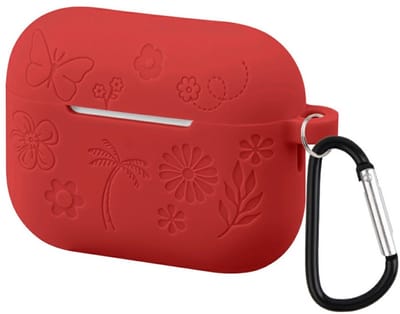 Coverup Hoesje - Geschikt voor AirPods Pro 3 Hoesje - Coverup Bloemen Siliconen AirPods Case met Sleutelhanger - Rood