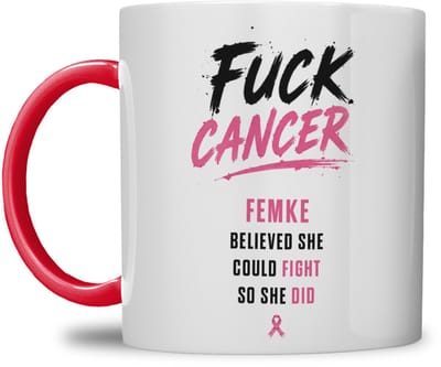 MOK | FUCK CANCER | ROZE BLOEM DESIGN | GEPERSONALISEERD MET NAAM | ROOD