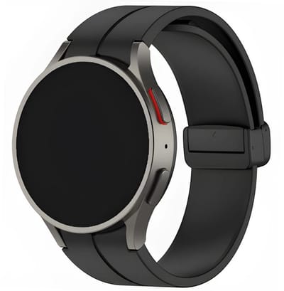 Innerlight® Supreme - Zwart - 20mm - Siliconen Smartwatchbandje met Magneetsluiting - Smartwatchbandje geschikt voor Samsung Galaxy Watch 7 / 6 / 5 / Pro / 4 / 3 / Active 2 - Polar Ignite / Unite – Huawei