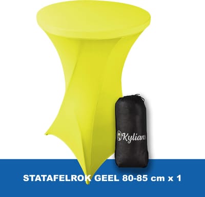 Statafelrok Geel – 2 jaar garantie met Opbergtas - ∅ 80-85 x 110 cm - Statafelhoes - Luxe Extra Dikke Stretch Sta Tafelrok voor Statafel – Kras- en Kreukvrije Hoes
