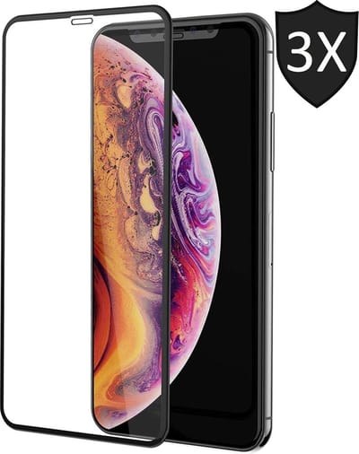 3x Screenprotector geschikt voor Apple iPhone Xs / X | Full Screen Cover Volledig Beeld | Tempered Glass - van iCall