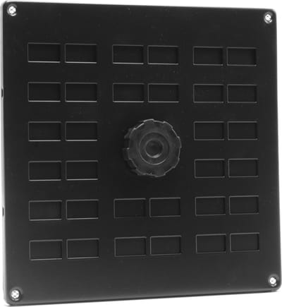 Nedco BV Aluminium schuifrooster 200x200mm met gaas en draaiknop, zwart