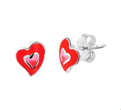 Huiscollectie Oorknoppen Hartje Zilver Gerhodineerd Glanzend 6 mm x 7 mm