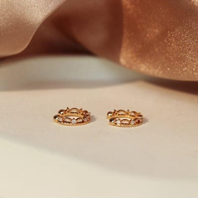 Argent Sterling 925 Style Européen Ouvert Zircon Vert Foncé Or Clip d'Oreille Bijoux Photographie de Rue pour Femmes