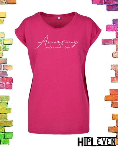 Fuchsia roze dames shirt Amazing | Fuchsia roze maat 5XL