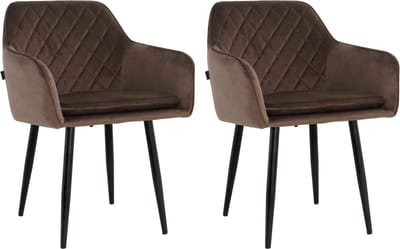 Lina® Noble Eetkamerstoelen - Bruin - Set van 2 - Velvet
