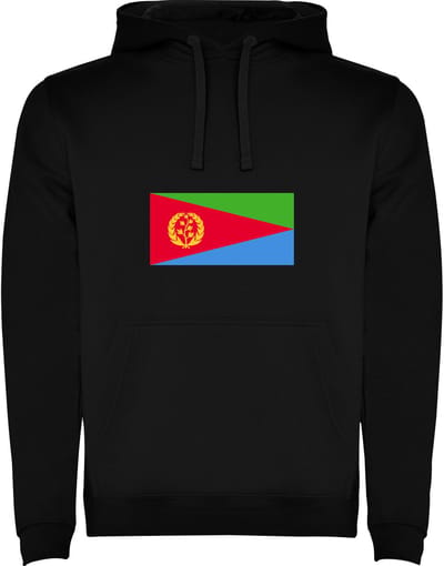 Zwarte Hoodie met Wereldse vlag land Eritrea Full Color Maat M