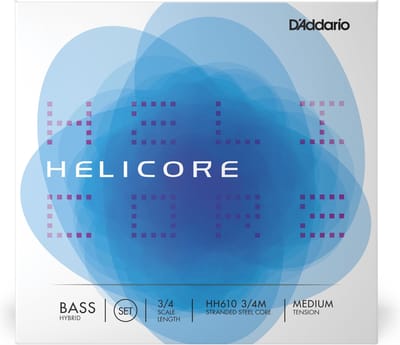 D'Addario HH610 3/4M Helicore hybride bassnarenset, 3/4 schaal, medium spanning