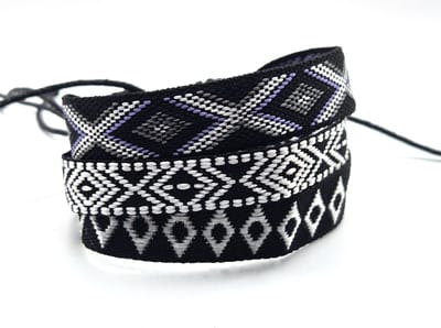 Heren Armbanden set- Touwarmbanden- Ibiza armbanden 3 stuks- Zwart Wit Blauw- Man- Gevlochten armband- Festival armbandjes- LiLaLove