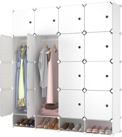 Lowander 4x5 vakkenkast 'Catania' 150x165 cm - Kledingkast kunststof - Organizer - Wit