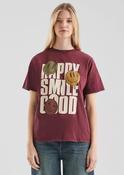 T-shirt casual van katoen met print aan de voorkant dames QS