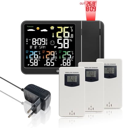 Digitale Weerstation met Radiografische Wekker en Projectie - Binnen/Buiten Thermometer & Hygrometer