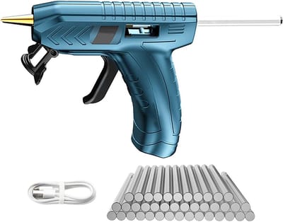 Lijmpistool Set - Ambachtelijk Gereedschap - Hobby Knutselen - Draadloos Oplaadbaar - 40 Lijmsticks - Blauw