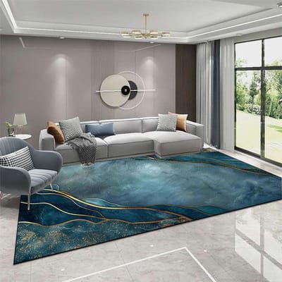 Tapis de salon style abstrait Tapis grande surface pour décoration de chambre à coucher Maison Tapis tatami européen Antidérapant Lavable Personnalisable 60*90cm