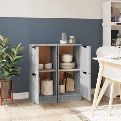 vidaXL - Dressoirs - 2 - st - 30x30x70 - cm - bewerkt - hout - grijs - sonoma - eikenkleur