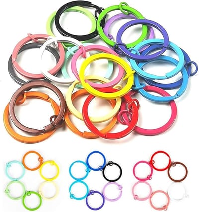 20 stuks kleurrijke platte sleutelringen, 25 mm platte metalen sleutelring, ringen, sleutelhanger met splitringen, metalen sleutelringen, voor sleutels, halskettingen, armbanden, kleurrijk