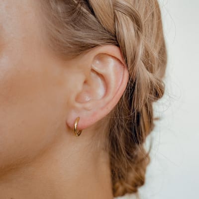 Hey Happiness Tijdloze Hoops Oorbellen – Oorringen Dames – 925 Zilver 18K Verguld – Ø14 mm - Goud