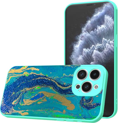 Smartphonica Telefoonhoesje Geschikt voor iPhone 11 Pro met Blauw Goud Marmer opdruk - TPU Back Cover Case Blue Gold Marble Design - Turquoise geschikt voor iPhone 11 Pro