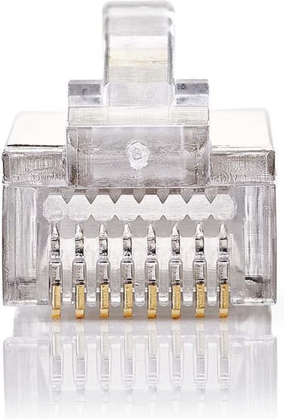 RJ45-Connector - Male - Stranded STP CAT5 - Recht - Verguld - 10 Stuks - PVC - Transparant - Polybag