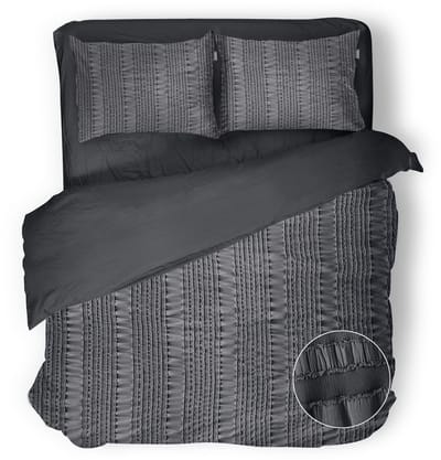 Eleganzzz Dekbedovertrek Pure Stitches - Anthracite - Dekbedovertrek 200x200/220cm - Micropercal -Tweepersoons - Dekbedovertrekken - Effen Dekbedovertrek
