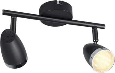 Glitzerlife - Plafondspot Plafondlamp - 2 vlammen draaibaar Opbouwspot - LED 12W warmwit - metalen moderne spot - Ø25cm - zwart