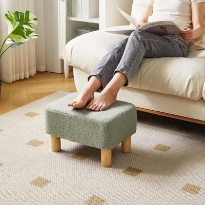 KAD® Voetenbankje Of Poef - Hockers En Poefen - Poef Rond - Lichtgroen - ‎40cm x 29cm x 25cm