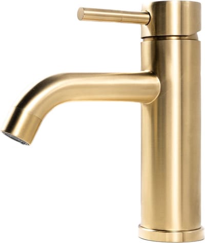 Sanetti Rocco - Wastafelkraan - Opbouw Laag Rond Geborsteld Goud 1 Greeps