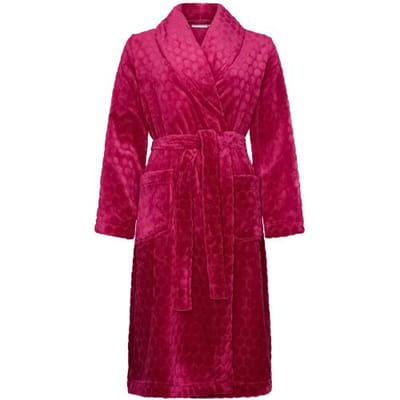 Pastunette - Badjas - Sangria Nights - Flanel/Fleece - Rood/Roze - Maat XXL