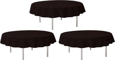 3x Zwarte ronde tafelkleden/tafellakens 240 cm stof - Ronde tafelkleden Opaque Black - Zwarte tafeldecoraties - Zwart thema