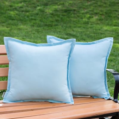 Set van 2 Blauwe Waterdichte Kussenhoezen voor Buiten - Decoratieve Vierkante Kussenhoezen voor Sofa en Tent (45 x 45 cm)