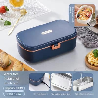 Kantoor Thermische Lunchboxen, Draagbare Elektrische Lunchboxen, Watervrije Verwarming Bento Box Roestvrij Staal Voedselwarmer EU