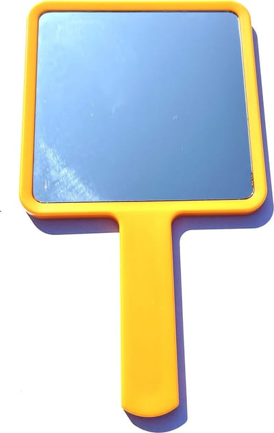 Make-Up Spiegel / Handspiegel met Handvat - Klein - Compact - Handzaam - 8,0 X 8,0 cm Spiegeloppervlak - Oranje