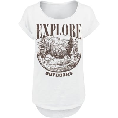 Goodie Two Sleeves - Fun T-shirt - Explore Outdoors - M - voor Vrouwen - wit