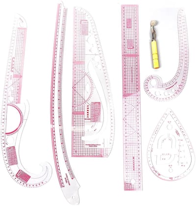 Naailiniaal Set - Patroon Maken - Kleding Ontwerpen - 6 Delige Set - Met Traceerwiel - Helder