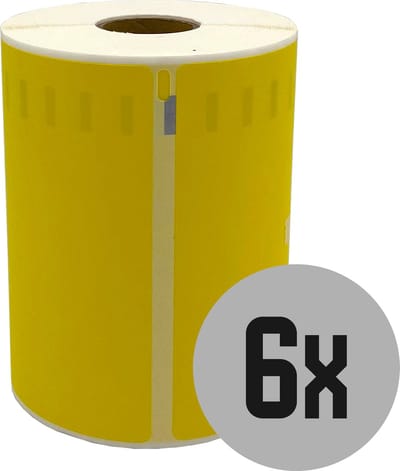 DULA Dymo Compatible labels - Geel - S0904980 - Grote verzendetiketten - 6 rollen - 104 x 159 mm - 220 labels per rol
