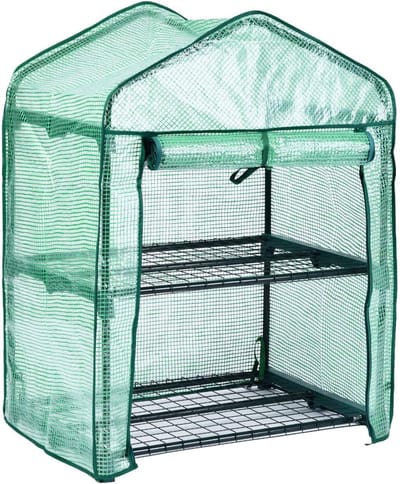 Mini Kas - Kleine Broeikas - Planten Beschermen - Roll-up Deur - 2 Verdiepingen - Wit
