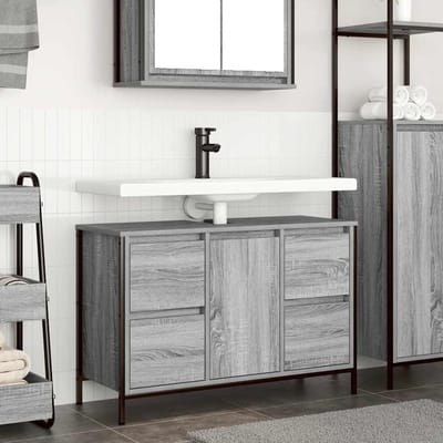 vidaXL - Wastafelkast - met - lades - 90x34,5x60 - cm - grijs - Sonoma