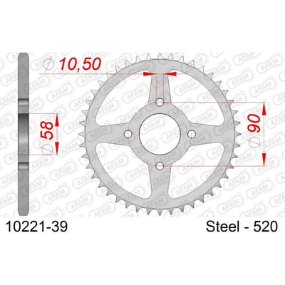 Stalen tandwiel Afam 520 39 dents