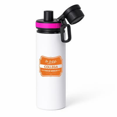 Hacebo® - De leukste collega waterfles met draaidop roze - Collega - beste collega - werk - afscheidscadeau - verjaardagscadeau - kado - water fles - 850ML