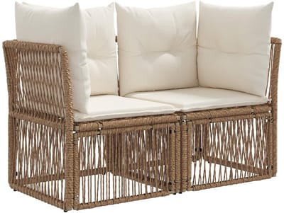 vidaXL - Tuin - Sofa - 2-Aantal - zitplaatsen - Beige - poly - rattan