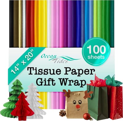 Zijdepapier Cadeaupapier - Inpakpapier Vellen - Cadeaus Versieren - Zuurvrij Kwaliteit - 15 x 50.8 cm - Veelkleurig