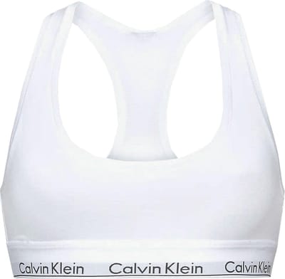Calvin Klein Bralette Logo Lettres Jacquard Soutien-gorge Confortable Sous-vêtements Femme Blanc 0000F3785E-100 L