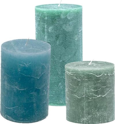 Cactula set van 3 stompkaarsen 7 x 10, 10 x 10 , 10 x 15 cm in de kleuren Sea Breeze