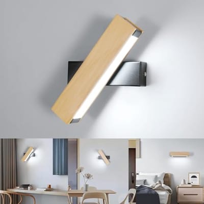 Moderne Draaibare LED Wandlamp van Hout - 5W Koel Wit Wandlamparmatuur voor Slaapkamer en Woonkamer