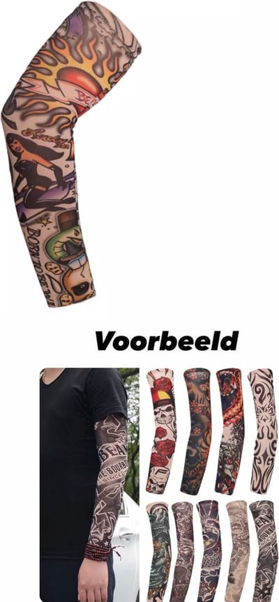 Akyol - tattoo sleeve - mouw tatoeage - skelet tattoo - 1 stuk - 1 mouw - vida loca - carnaval - halloween - feest -tattoe