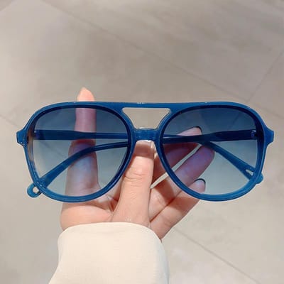 Vintage Zonnebril met Dubbele Brug Nieuwe Chic Multicolor Verloop Pilot Shades Mode Merk Design Spiegel Donkere Glazen as picture shows