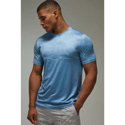 Heren Actief Regular Fit Camo Colour Block T-shirt | Steel | Size Small